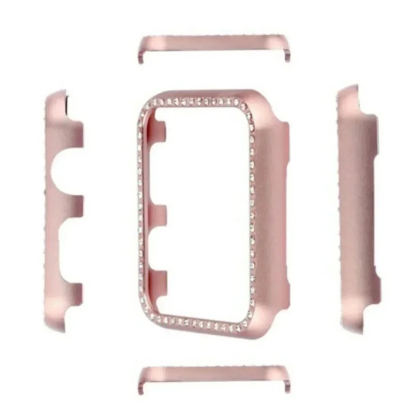 40mm Pink Women's Bling Crystal Diamonds Case For Apple Watch L197 - Picture 1 of 4